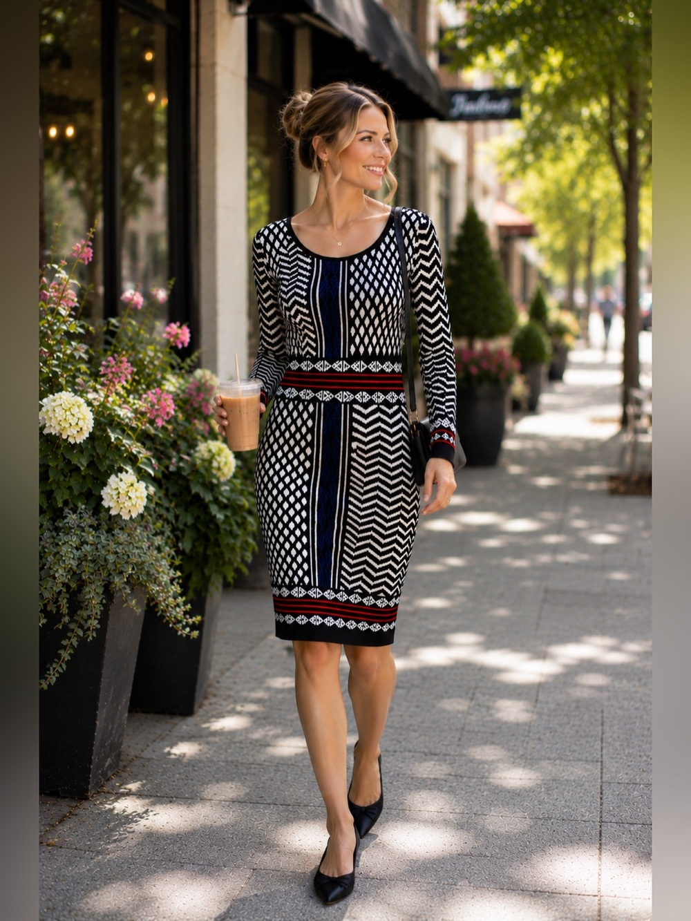 Plenty by Tracy Reese Felicity Geometric Jacquard Knit Sweater Dress Size S